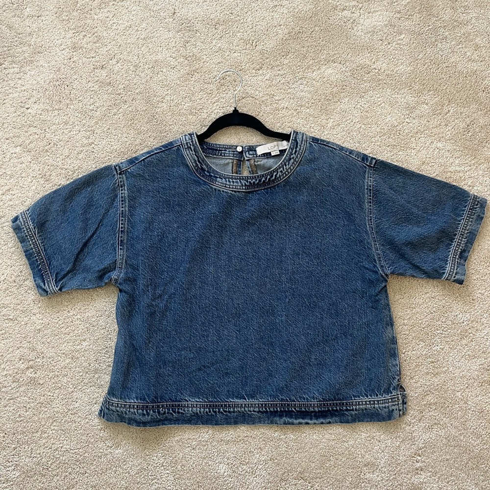 LOFT Blue Short Sleeve Tee Casual Denim Look